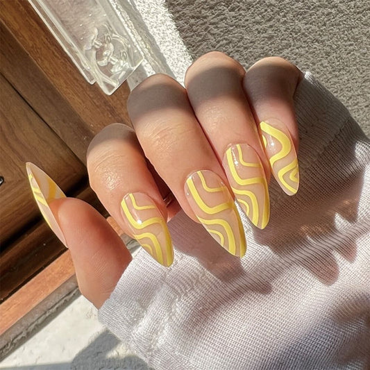 Wavy Yellow Press-on Nails